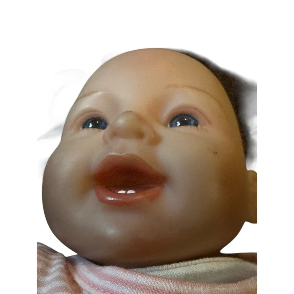 Maria Natali Blick NB Reborn Baby Doll Brown Straight Hair Blue Eyes 2 Teeth‎